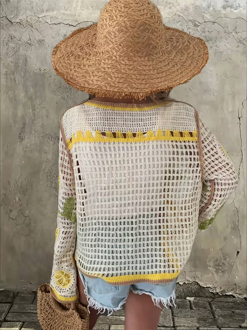 Women Knitted Summer Patterned Blouse Reddy