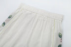 Women Clothing Summer Casual Side Striped Embroidered Ribbon Straight Leg Pants Howe