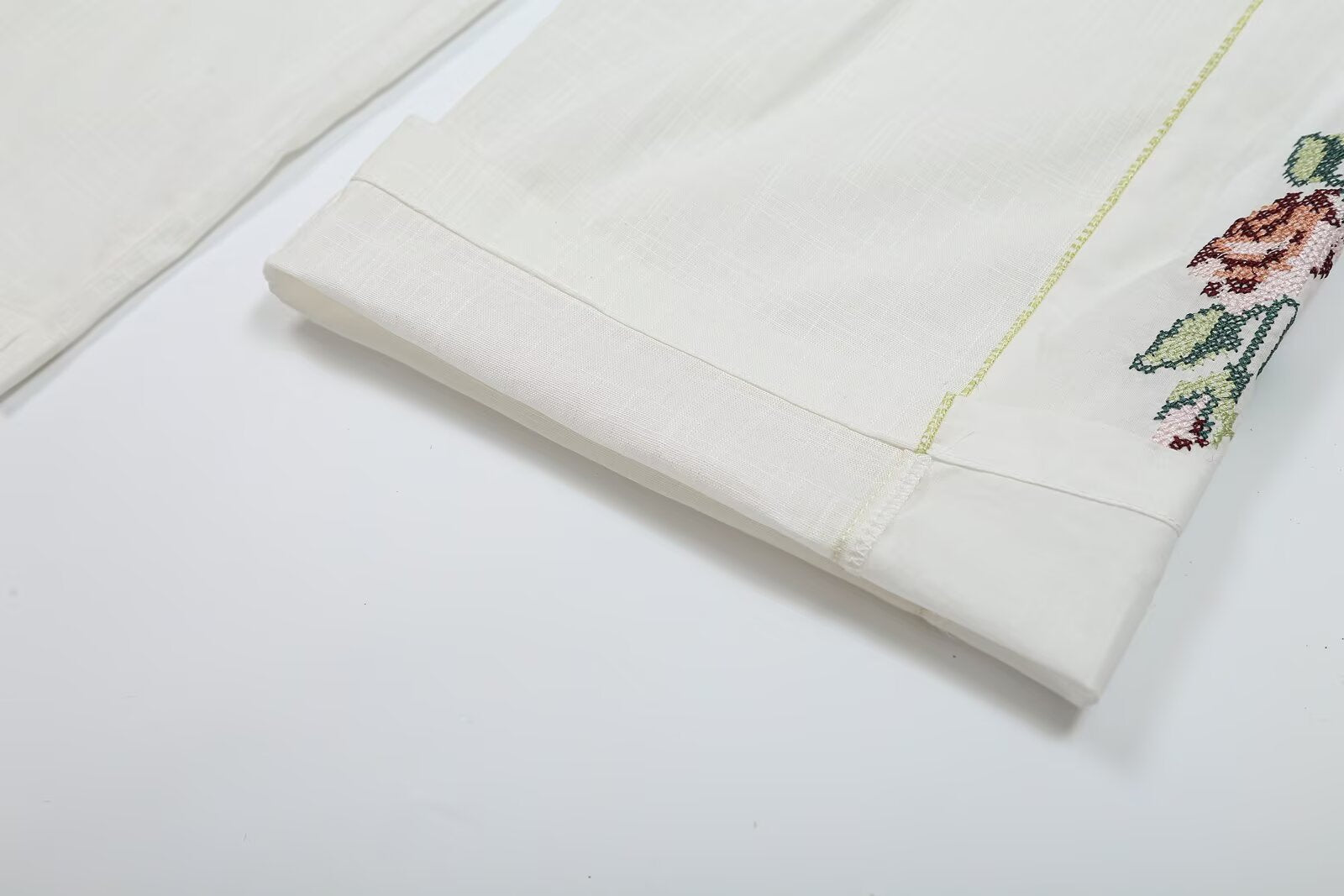 Women Clothing Summer Casual Side Striped Embroidered Ribbon Straight Leg Pants Howe