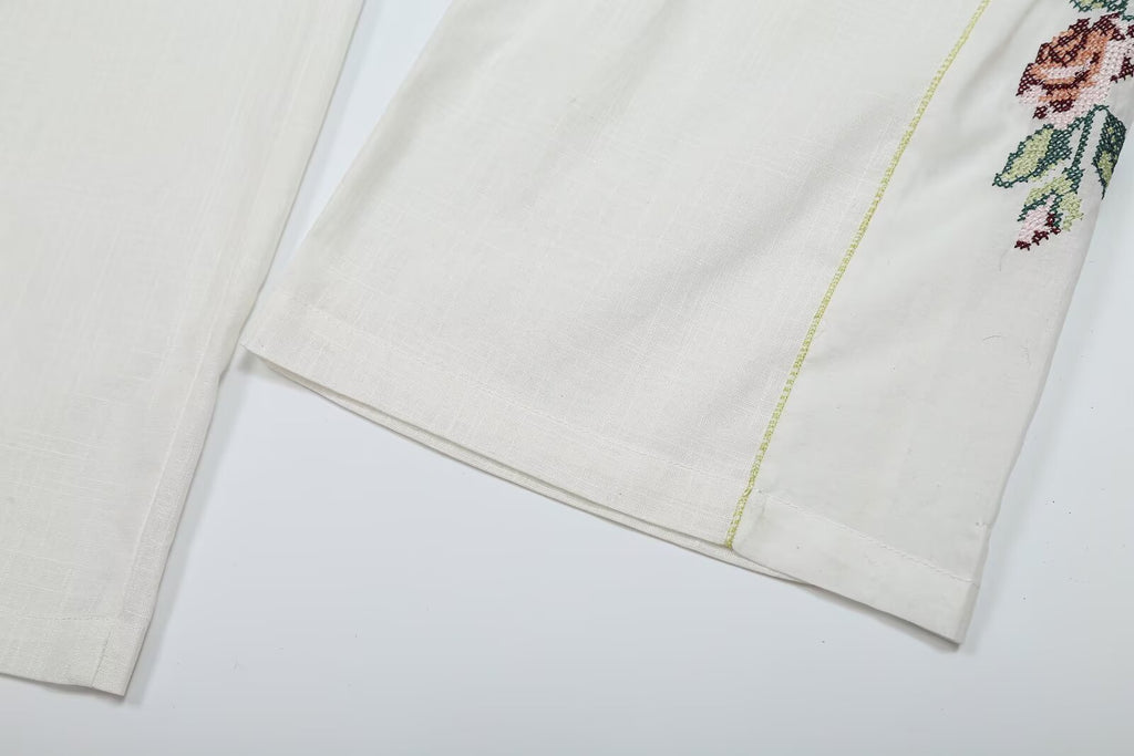 Women Clothing Summer Casual Side Striped Embroidered Ribbon Straight Leg Pants Howe