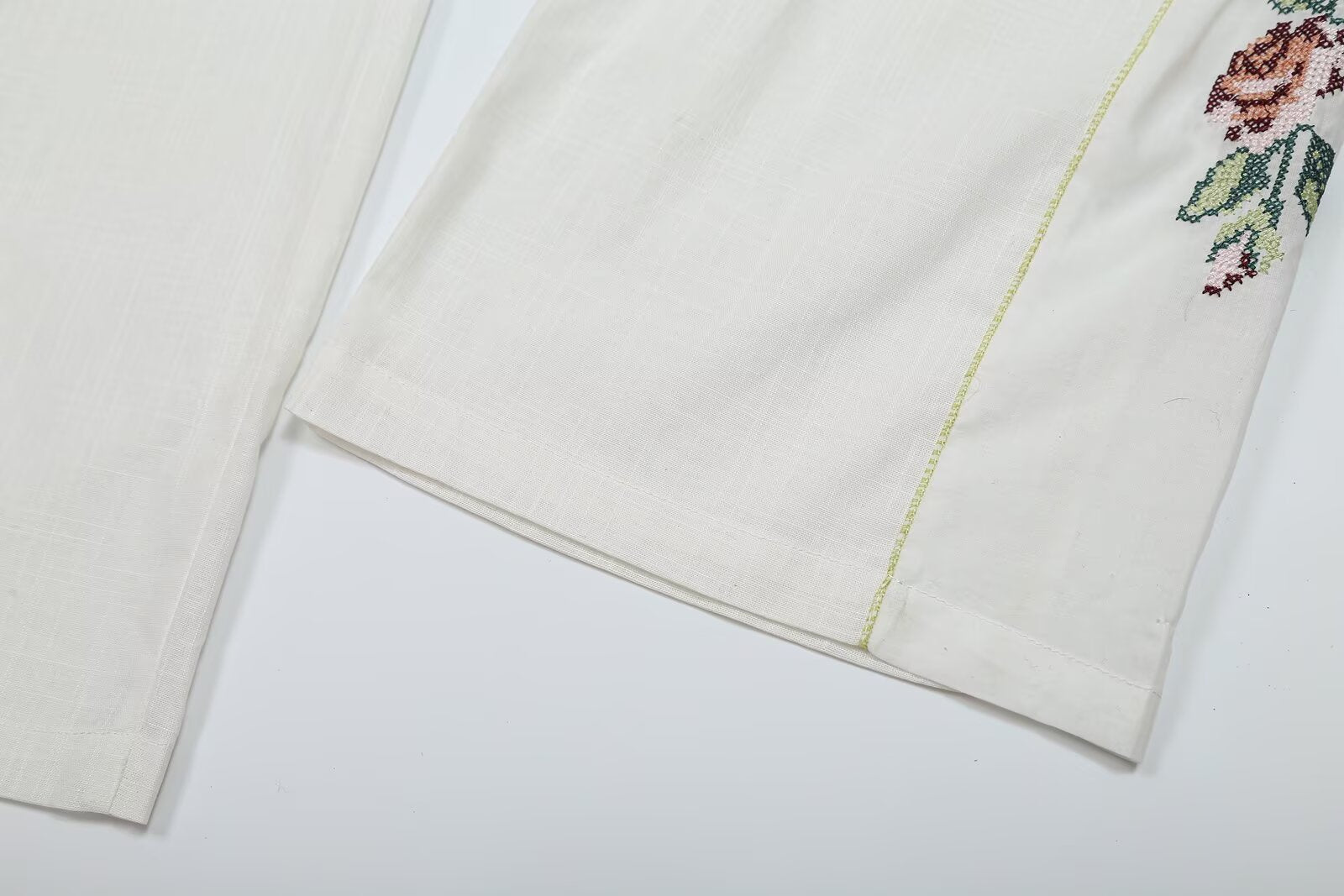 Women Clothing Summer Casual Side Striped Embroidered Ribbon Straight Leg Pants Howe