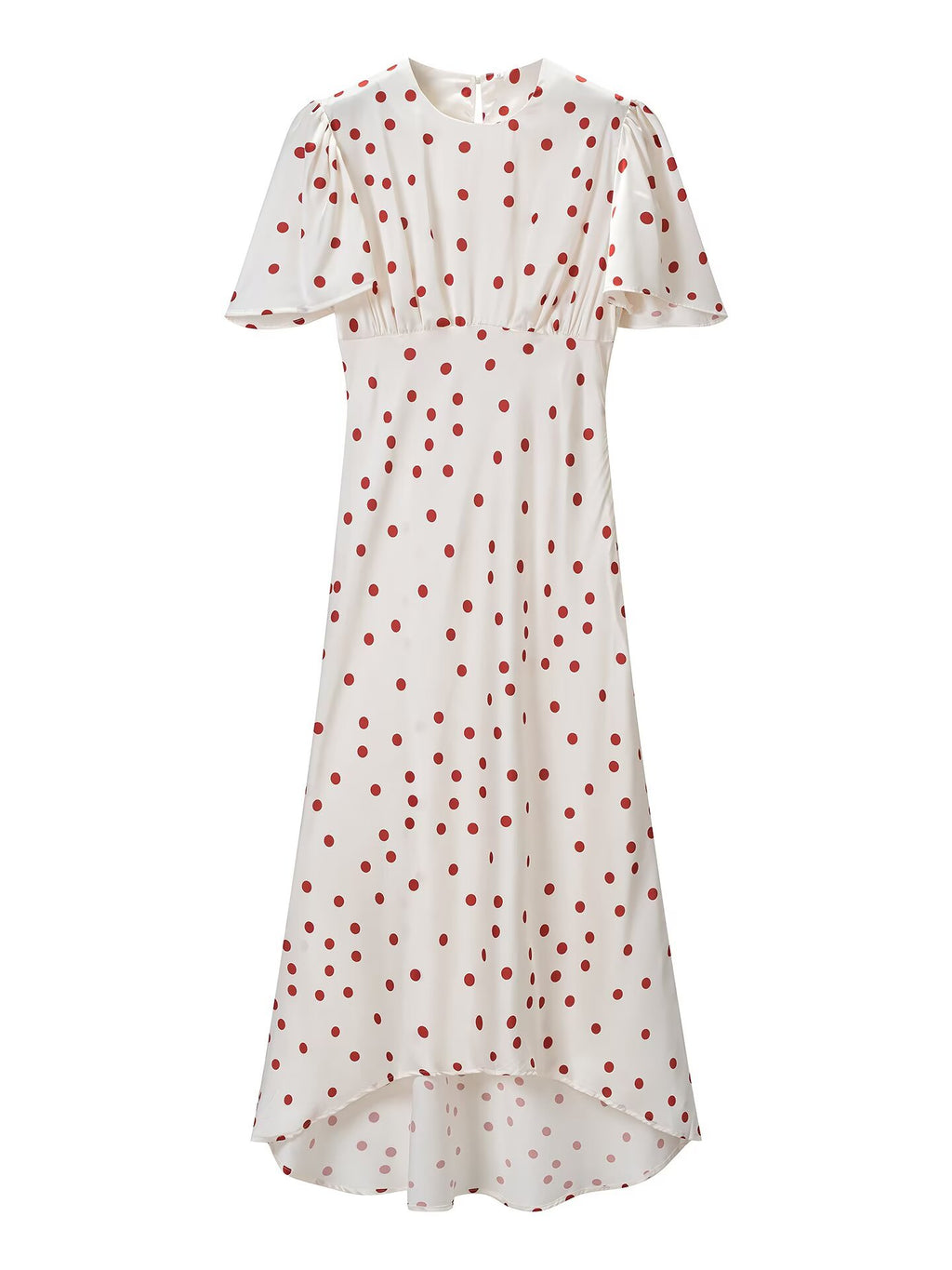 Women Clothing Summer Sweet Niche round Neck Polka Dot Print Stringy Selvedge Dress JiaJia