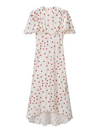 Women Clothing Summer Sweet Niche round Neck Polka Dot Print Stringy Selvedge Dress JiaJia