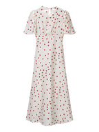 Women Clothing Summer Sweet Niche round Neck Polka Dot Print Stringy Selvedge Dress JiaJia