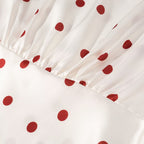 Women Clothing Summer Sweet Niche round Neck Polka Dot Print Stringy Selvedge Dress JiaJia