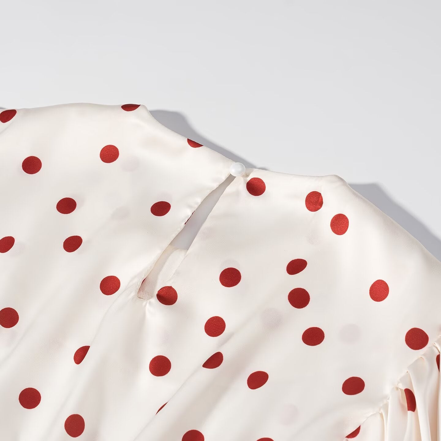 Women Clothing Summer Sweet Niche round Neck Polka Dot Print Stringy Selvedge Dress JiaJia