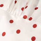 Women Clothing Summer Sweet Niche round Neck Polka Dot Print Stringy Selvedge Dress JiaJia