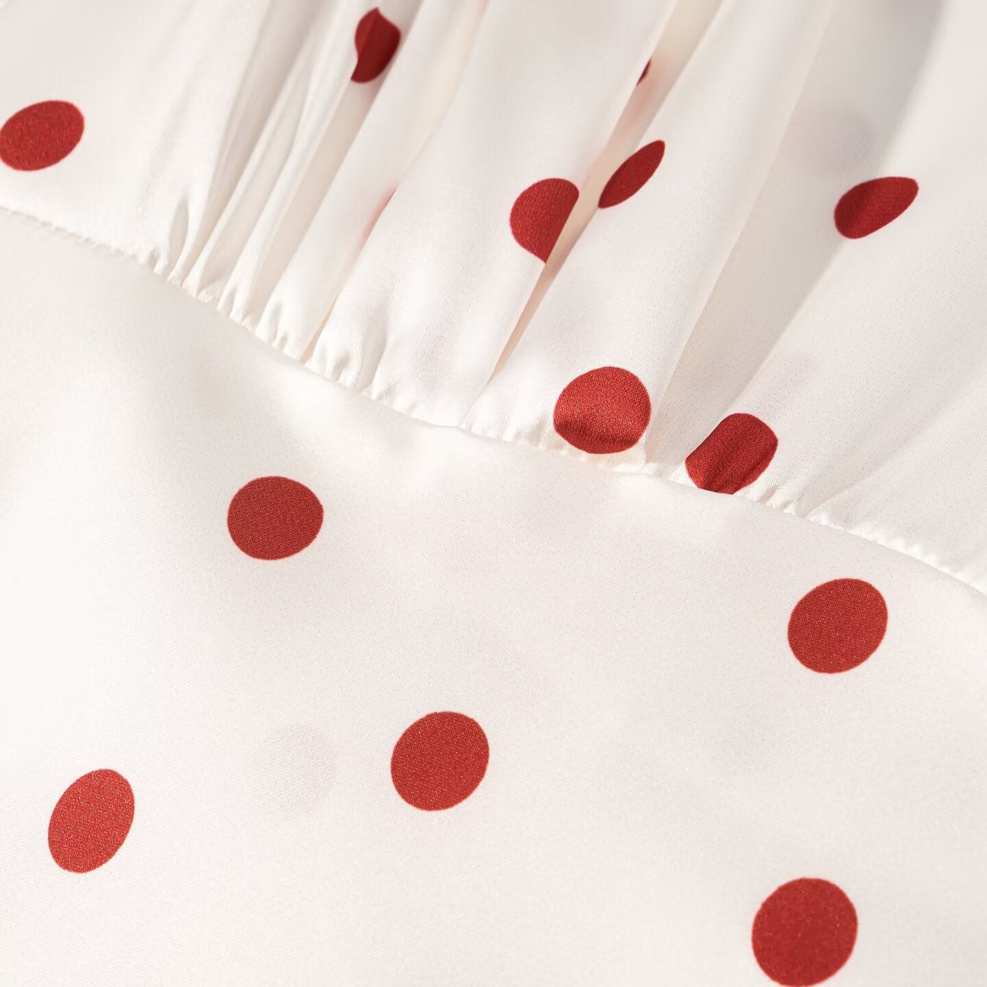 Women Clothing Summer Sweet Niche round Neck Polka Dot Print Stringy Selvedge Dress JiaJia