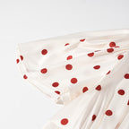 Women Clothing Summer Sweet Niche round Neck Polka Dot Print Stringy Selvedge Dress JiaJia
