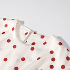 Women Clothing Summer Sweet Niche round Neck Polka Dot Print Stringy Selvedge Dress JiaJia