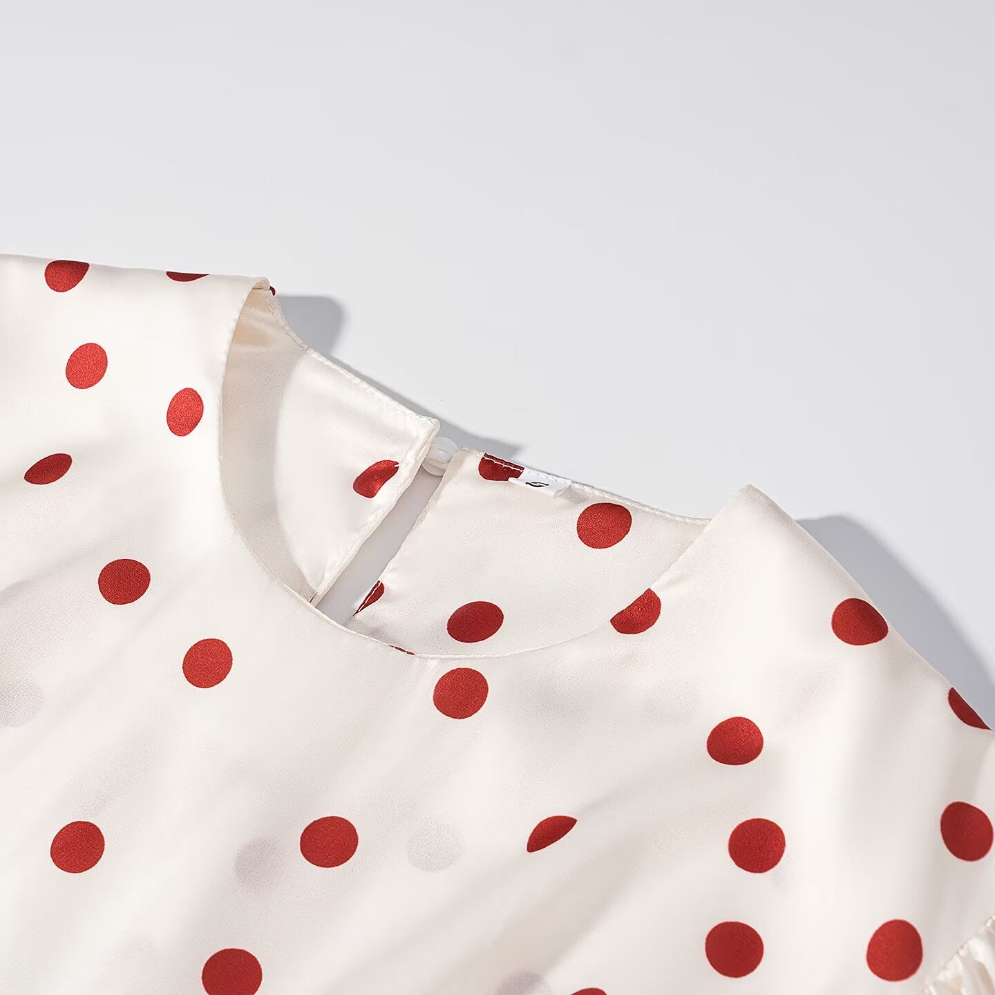 Women Clothing Summer Sweet Niche round Neck Polka Dot Print Stringy Selvedge Dress JiaJia