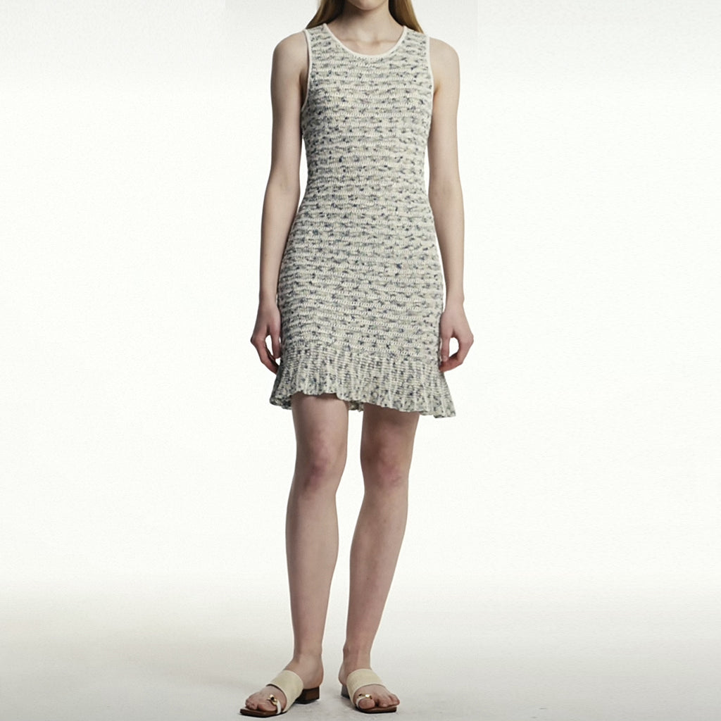 Summer Socialite Internet Celebrity Fashionable Knitted Sleeveless Mixed Color Stripe Dress Dimenssa