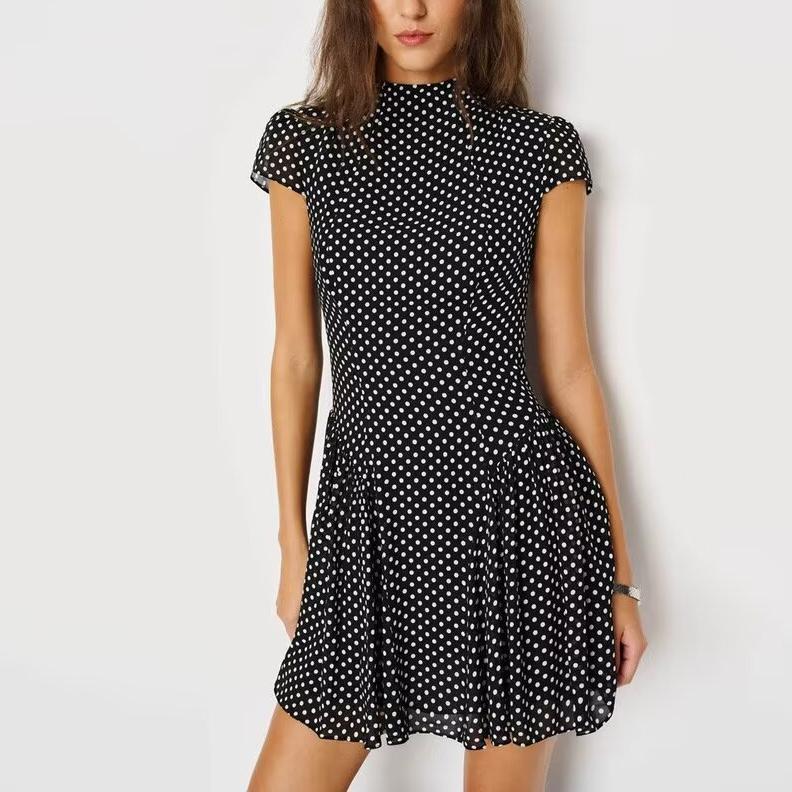 Women Polka Dot Waist Controlled Dress CHEN