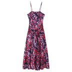 Women Clothing Autumn Sexy Printed Waist Strap Large Swing Dress CHEN