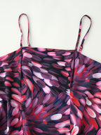Women Clothing Autumn Sexy Printed Waist Strap Large Swing Dress CHEN