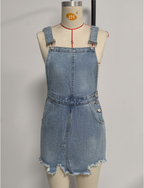 Raw Edge Denim Suspender Skirt Women Irregular Asymmetric Hem A- line Short Skirt Washed Distressed Suspender Skirt Cisco
