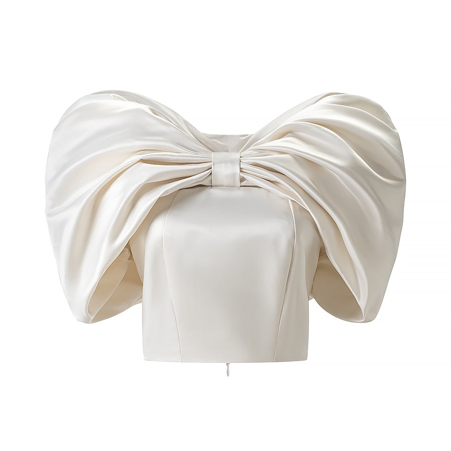 Women Clothing Summer Solid Color Slim Fit Graceful Fashionable Bow Tube Top JiaJia