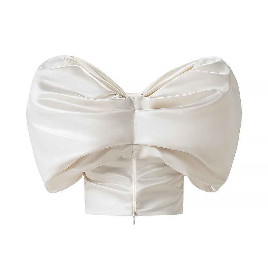 Women Clothing Summer Solid Color Slim Fit Graceful Fashionable Bow Tube Top JiaJia