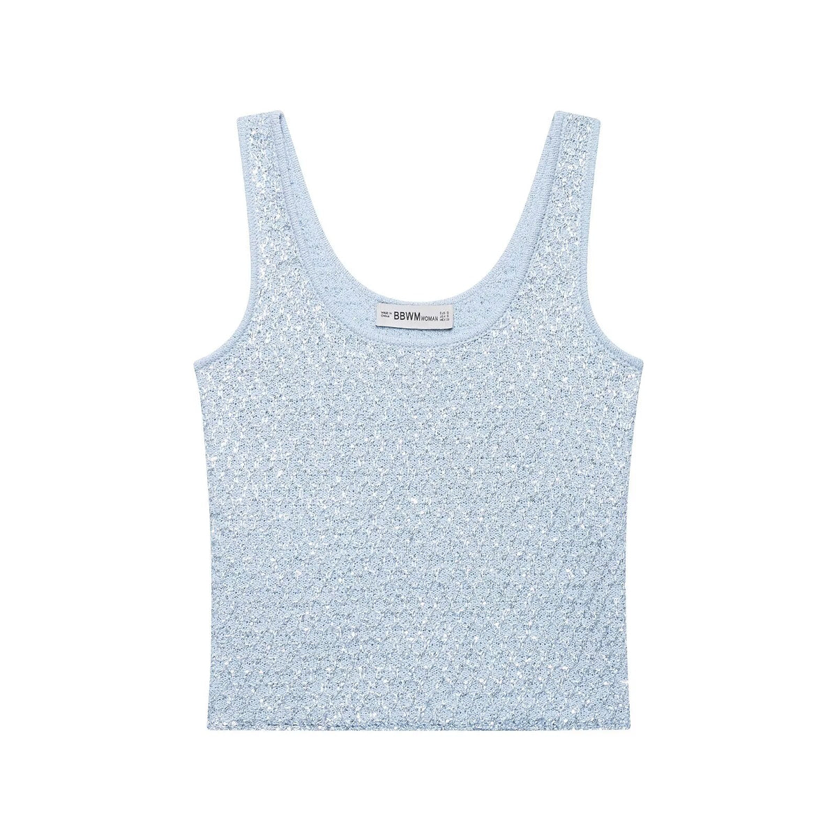 Summer French round Neck Beads Decoration Metal Thread Knitted Vest Outer Wear Top Shell