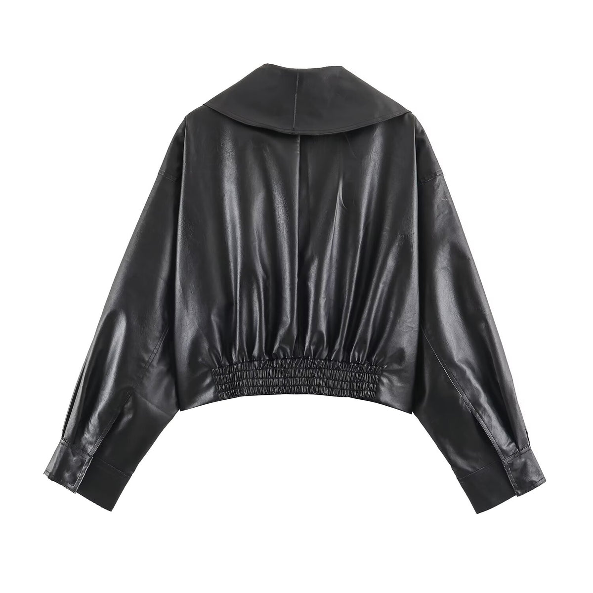 Women Clothing Autumn Winter Casual Long Sleeved Collared Faux Leather Buckle Coat SenDa