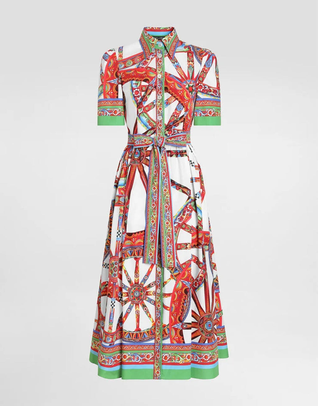 Women Summer Printed Collar Neck Blouse Paired With A Line Dress ESUNG