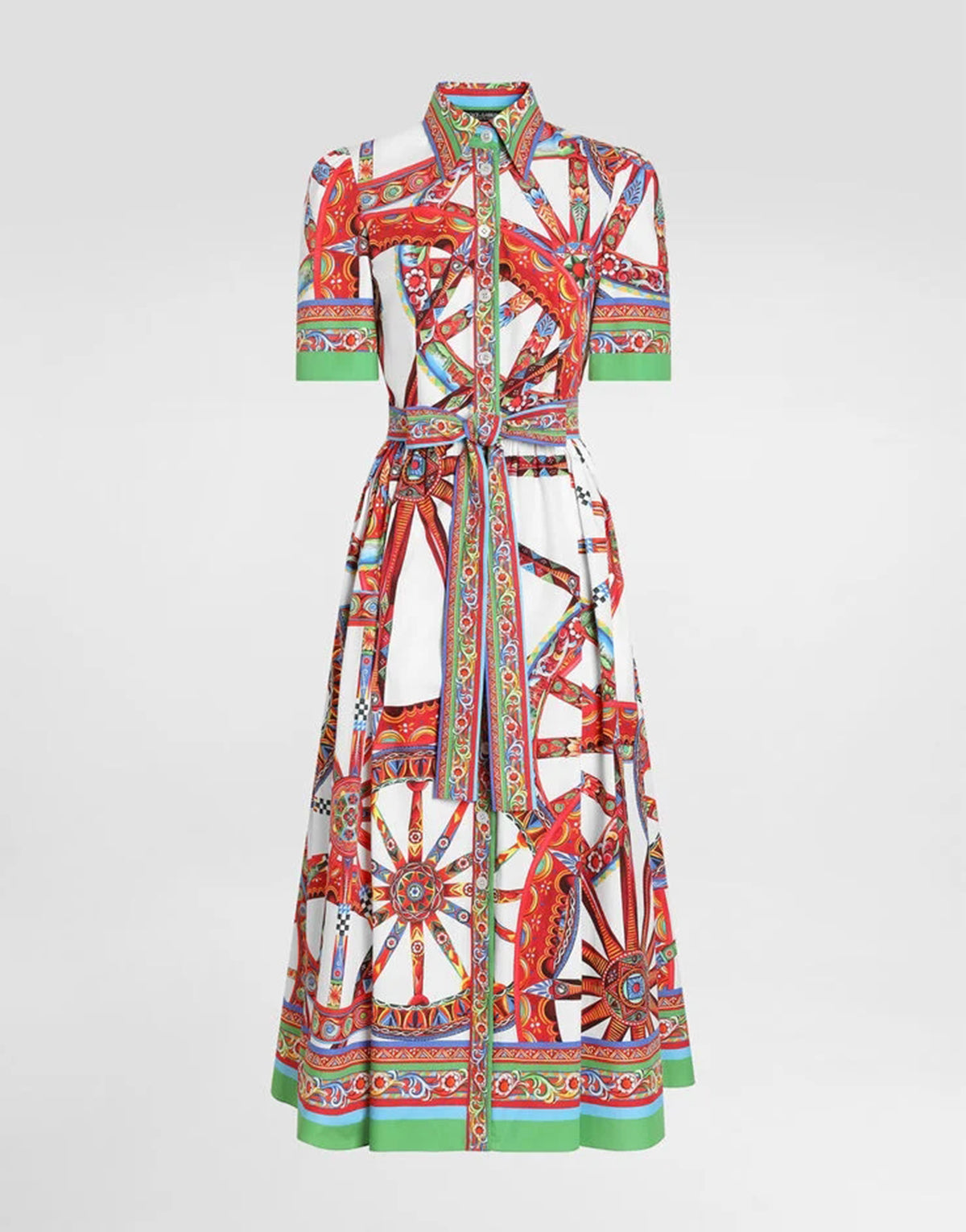 Women Summer Printed Collar Neck Blouse Paired With A Line Dress ESUNG