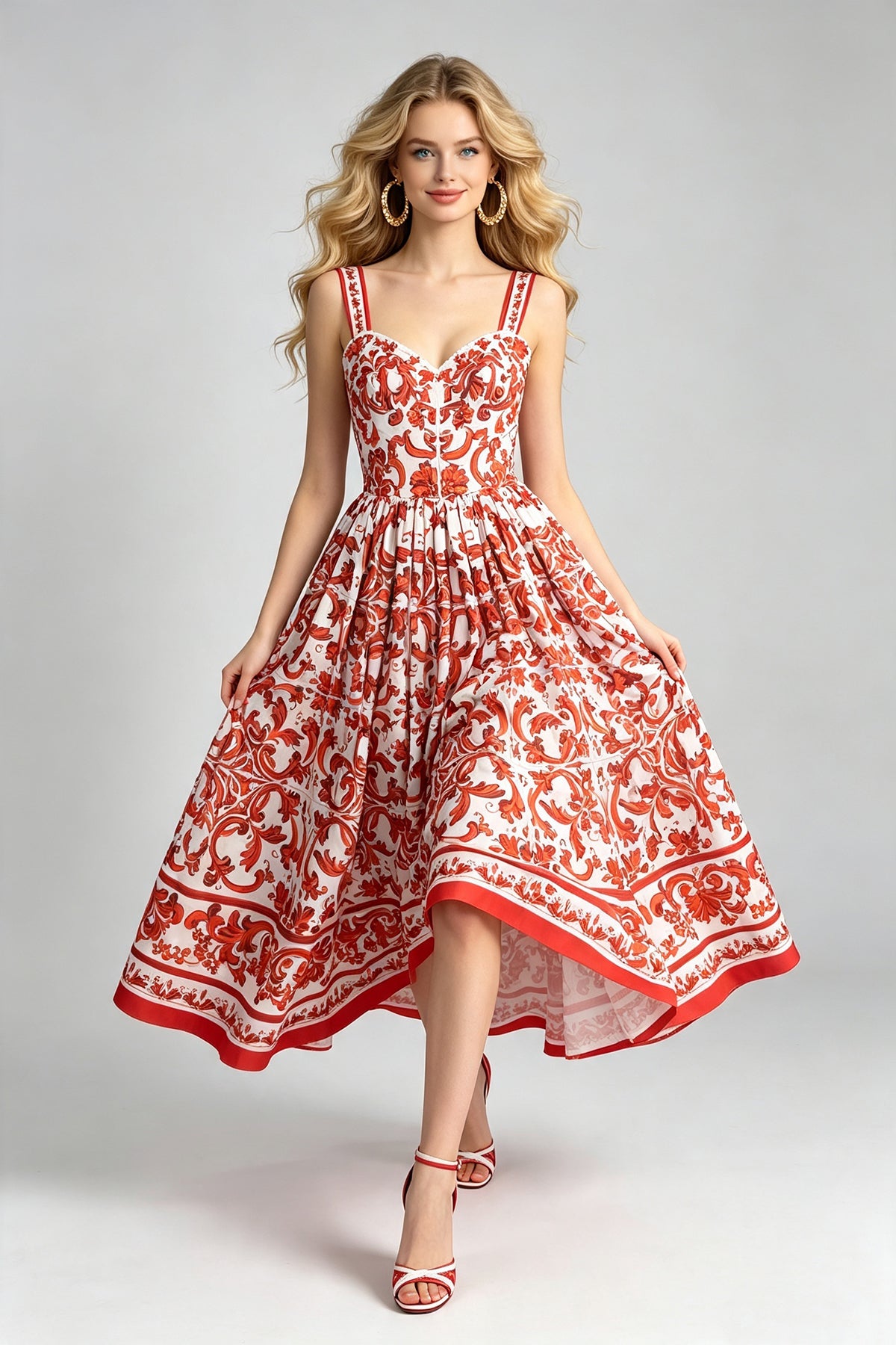 Women Summer Printed Halter Maxi Dress ESUNG