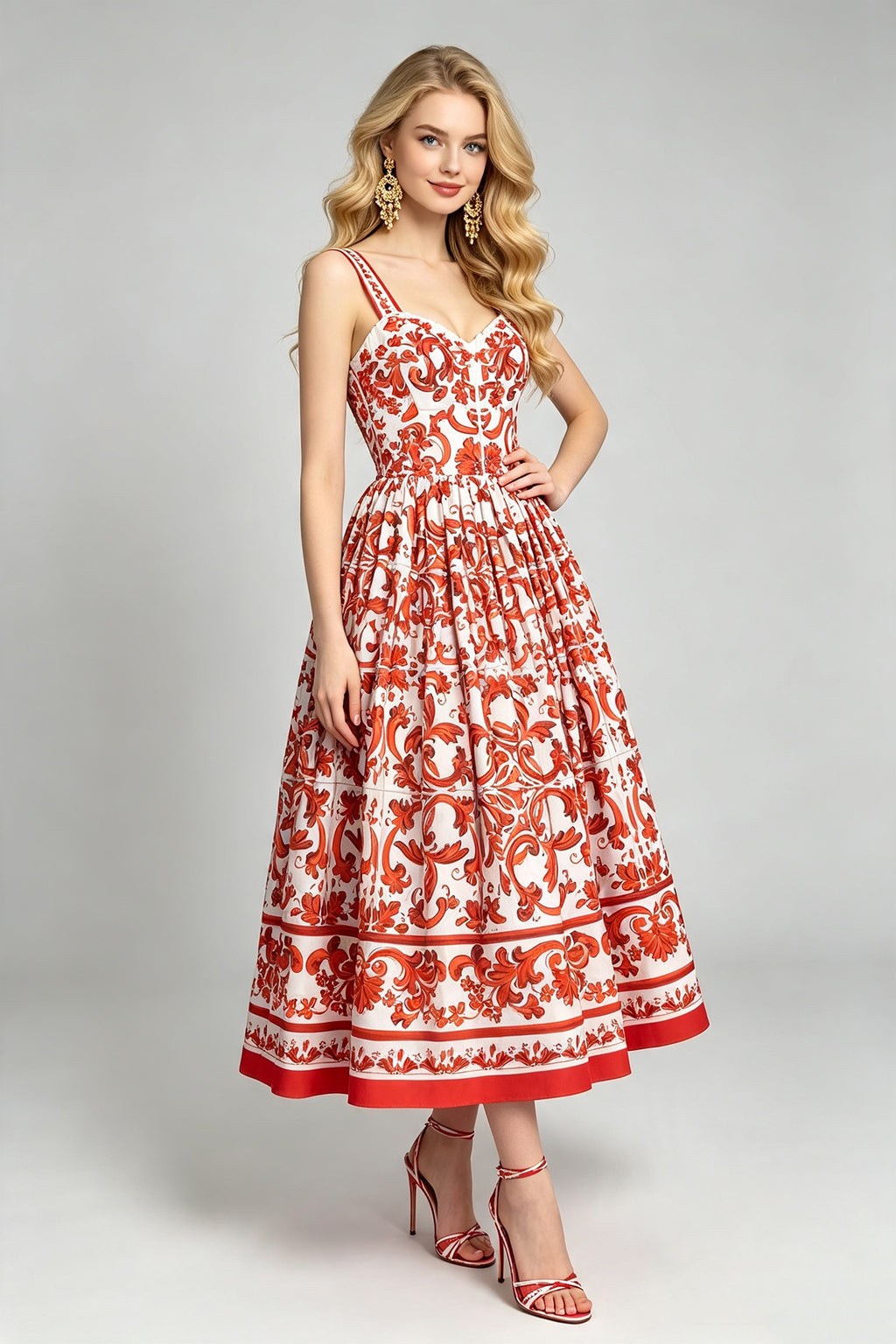 Women Summer Printed Halter Maxi Dress ESUNG
