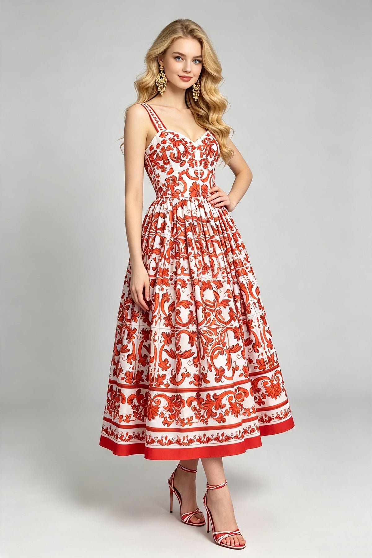 Women Summer Printed Halter Maxi Dress ESUNG