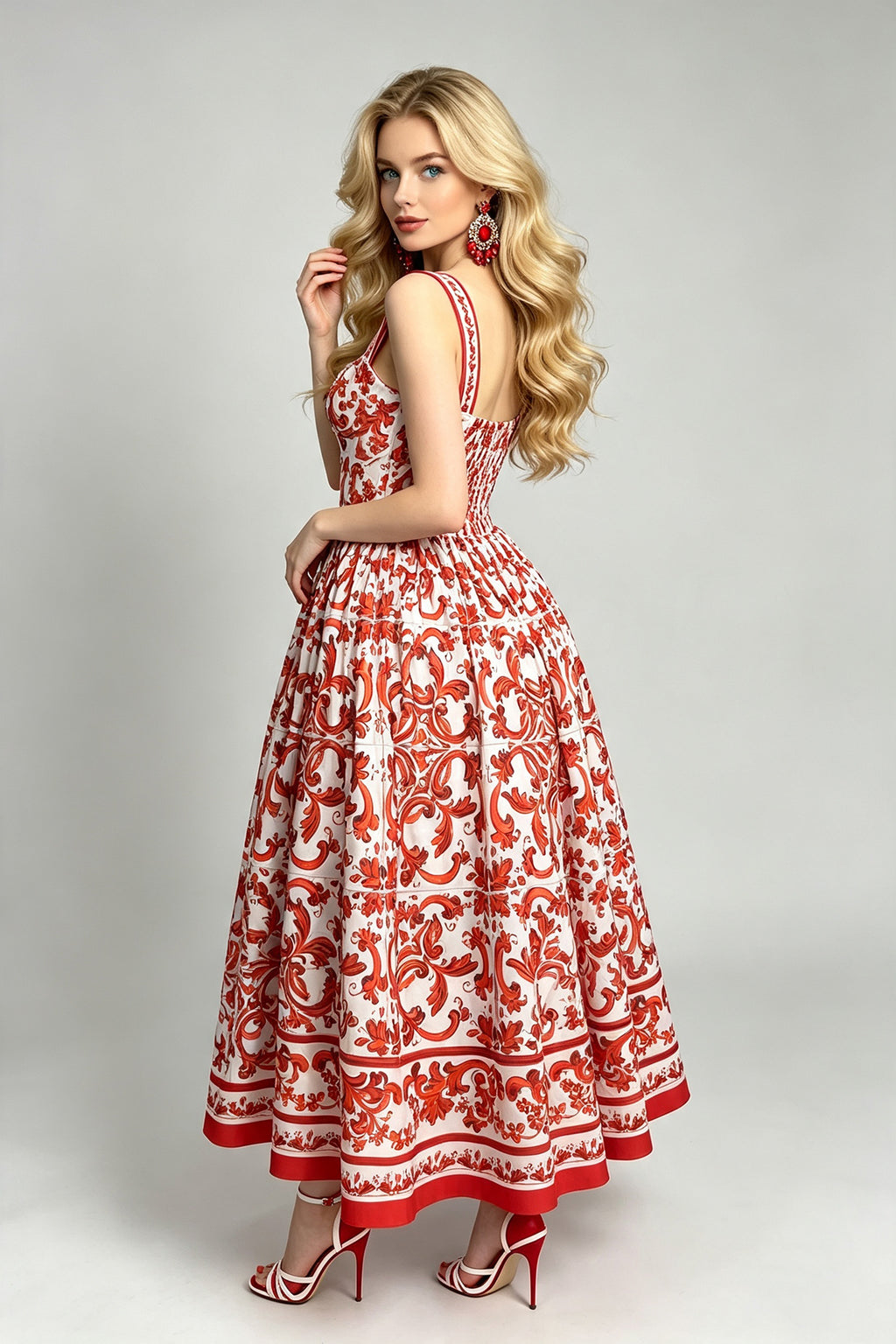 Women Summer Printed Halter Maxi Dress ESUNG