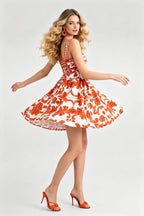 Women Summer Printed Retro Style Floral Dress ESUNG