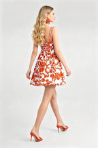 Women Summer Printed Retro Style Floral Dress ESUNG