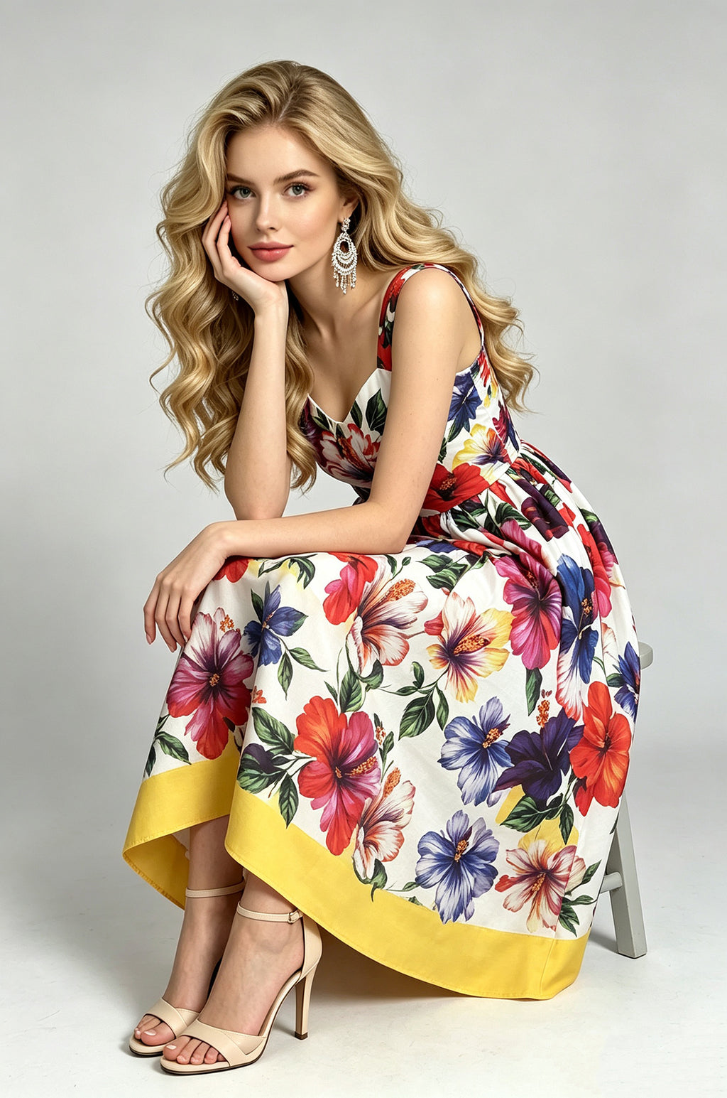 Women Summer Printed A Line Dress ESUNG