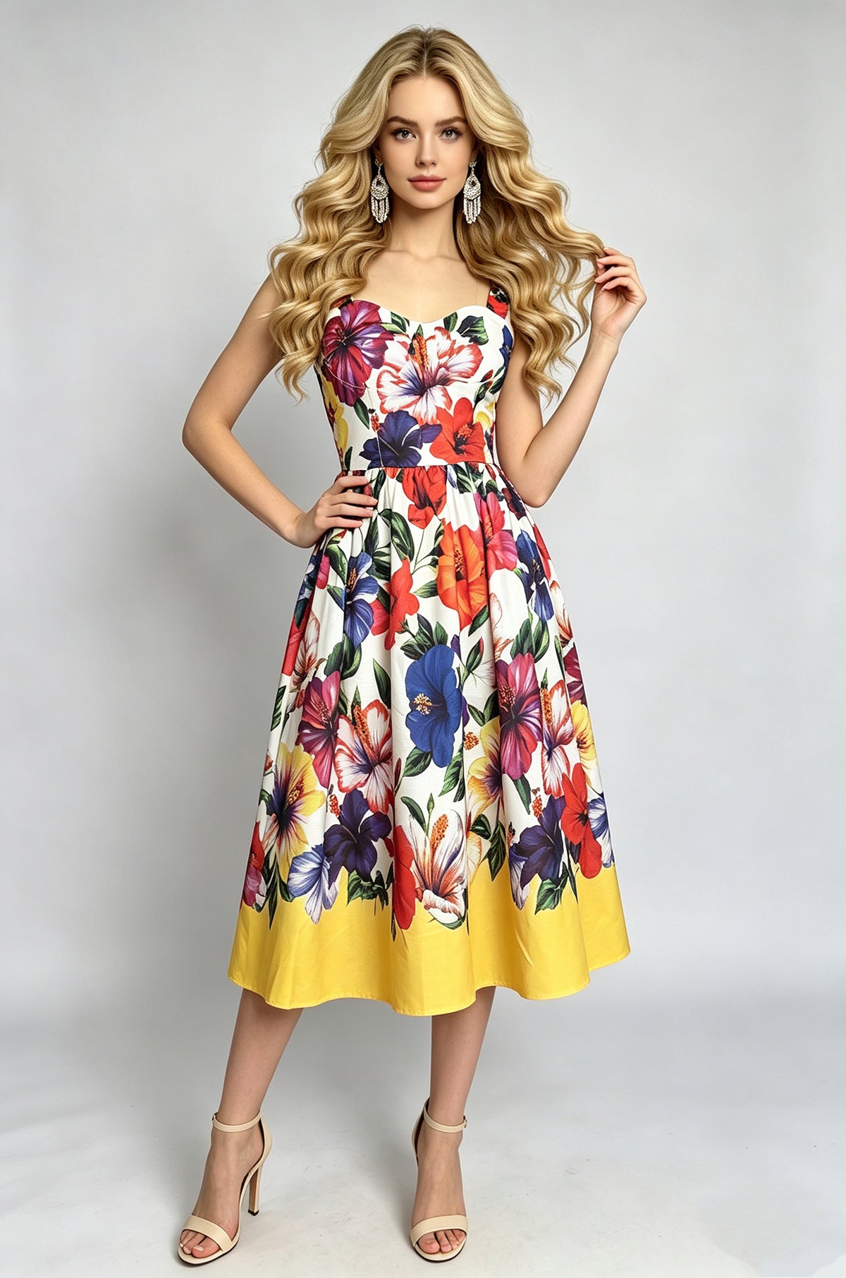 Women Summer Printed A Line Dress ESUNG