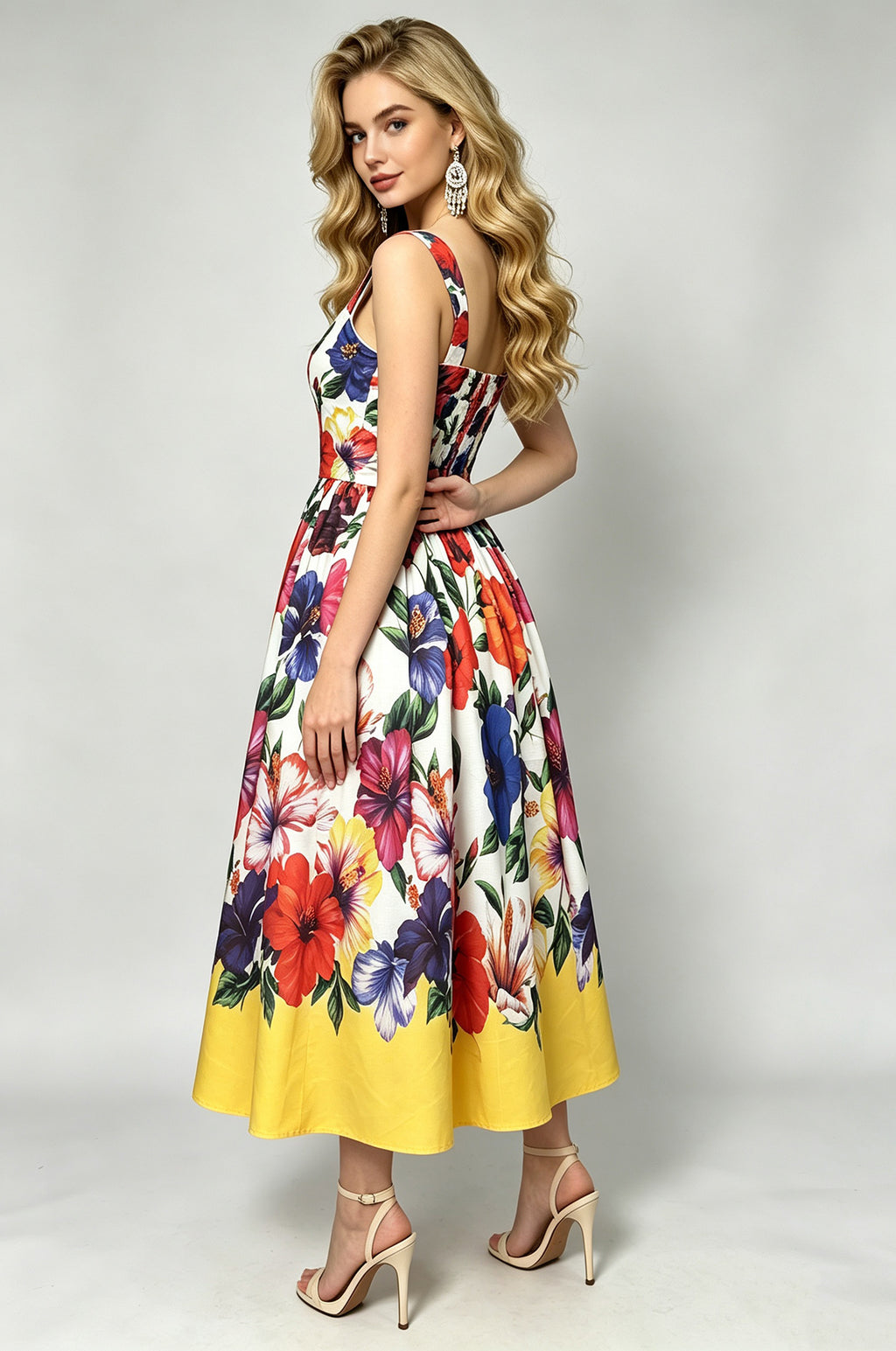 Women Summer Printed A Line Dress ESUNG