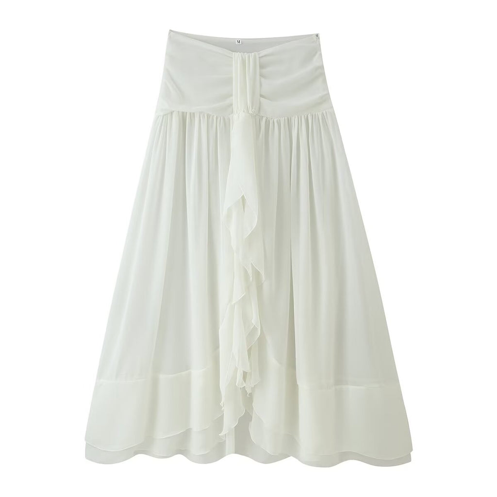 Women Clothing Summer Lace Ruffled Ribbon Skirt Set CHEN