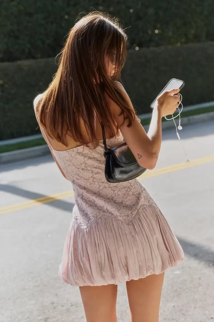 Women Clothing Autumn Sexy Balloon Lace Dress flightCourse