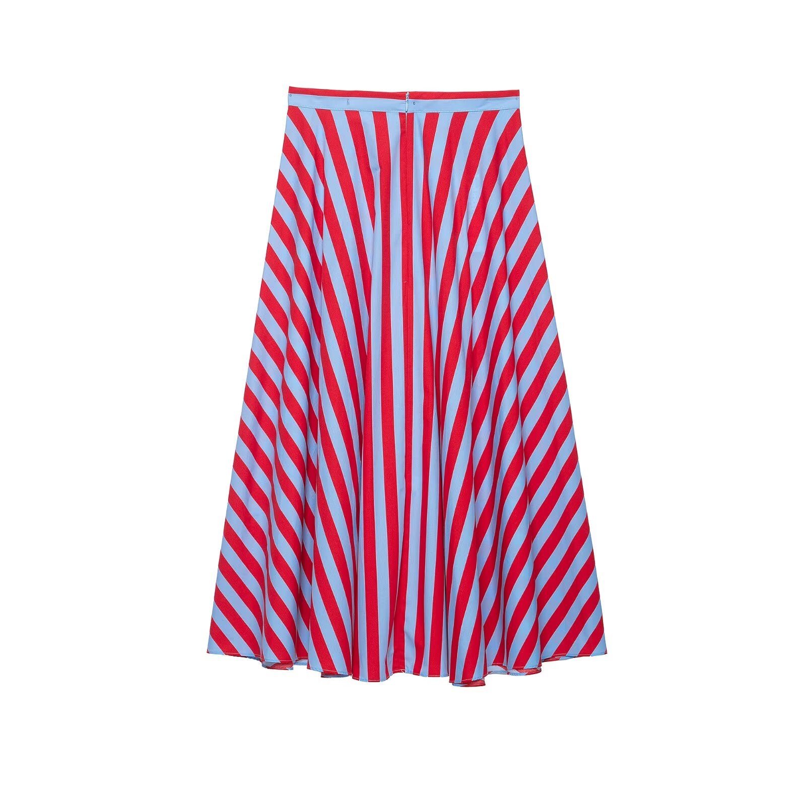 Women Clothing Fashionable Simple Elegant Striped Laminated Midi Skirt flightCourse
