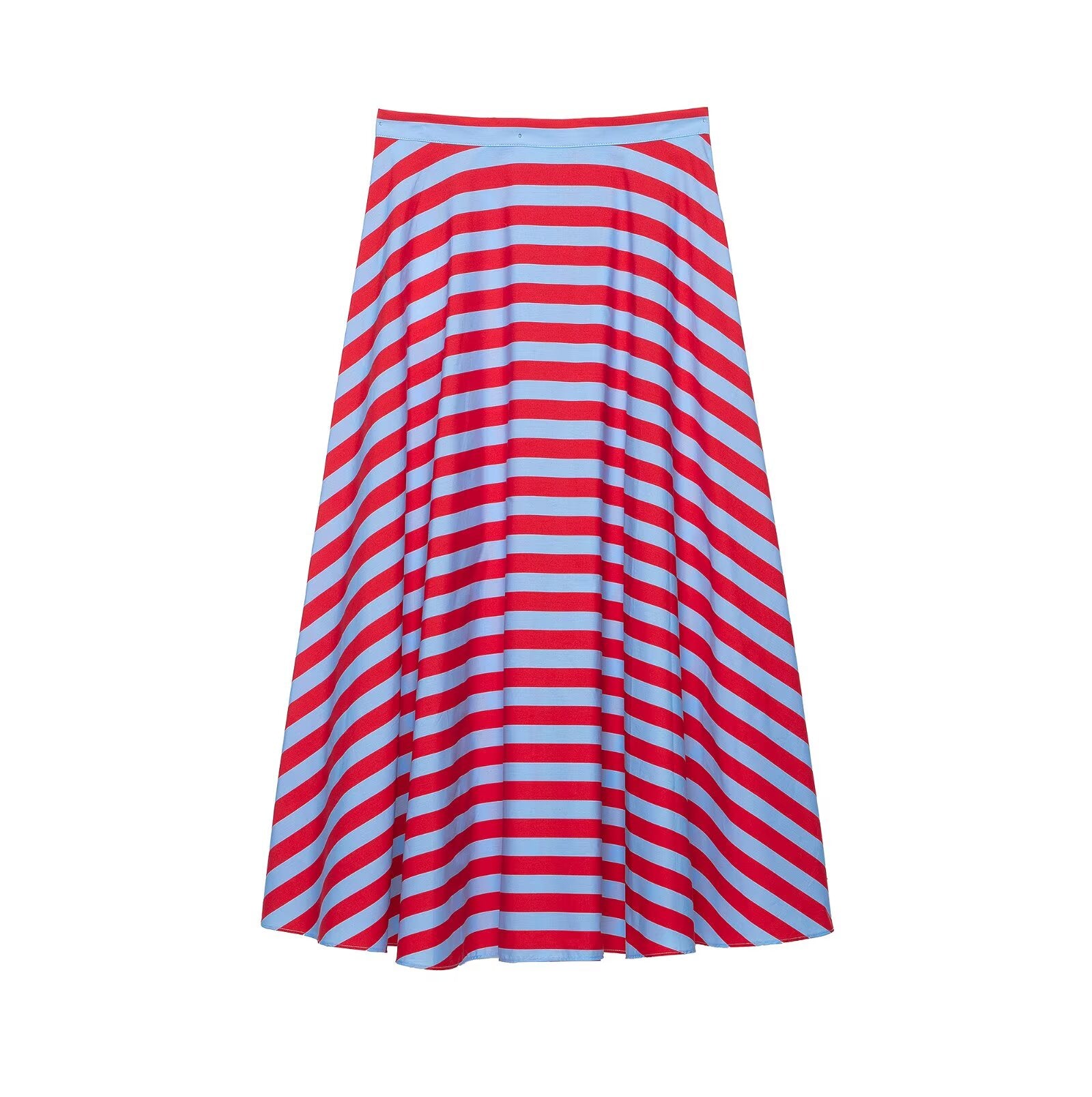 Women Clothing Fashionable Simple Elegant Striped Laminated Midi Skirt flightCourse
