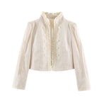 Women Clothing Autumn Slimming Laminated Decoration Short Blazer SenDa