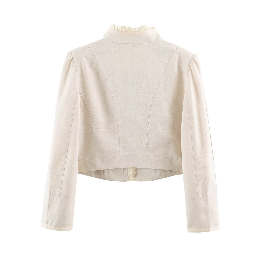 Women Clothing Autumn Slimming Laminated Decoration Short Blazer SenDa
