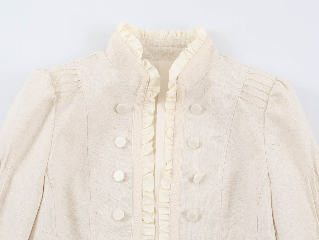 Women Clothing Autumn Slimming Laminated Decoration Short Blazer SenDa