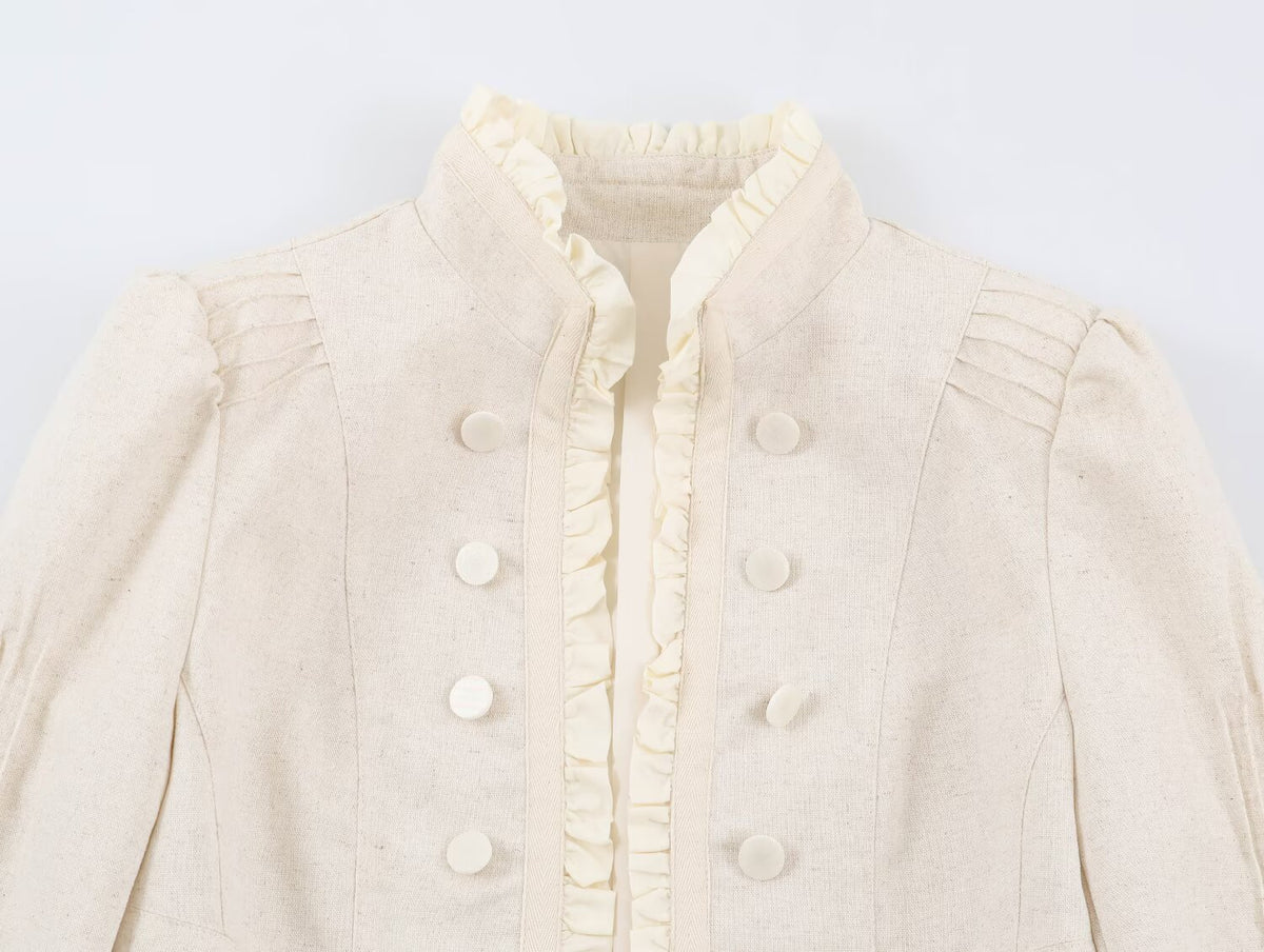 Women Clothing Autumn Slimming Laminated Decoration Short Blazer SenDa