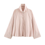Casual Simple Zipper Stand Collar Bomber Jacket Coat Women SenDa