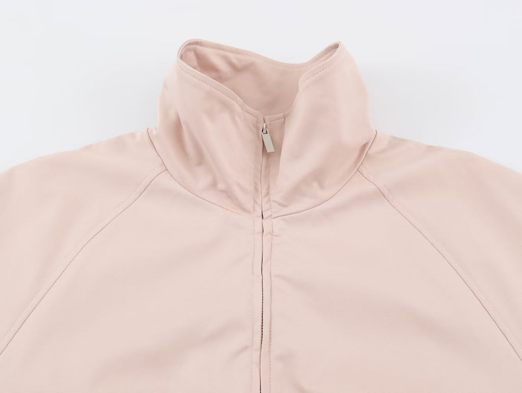 Casual Simple Zipper Stand Collar Bomber Jacket Coat Women SenDa