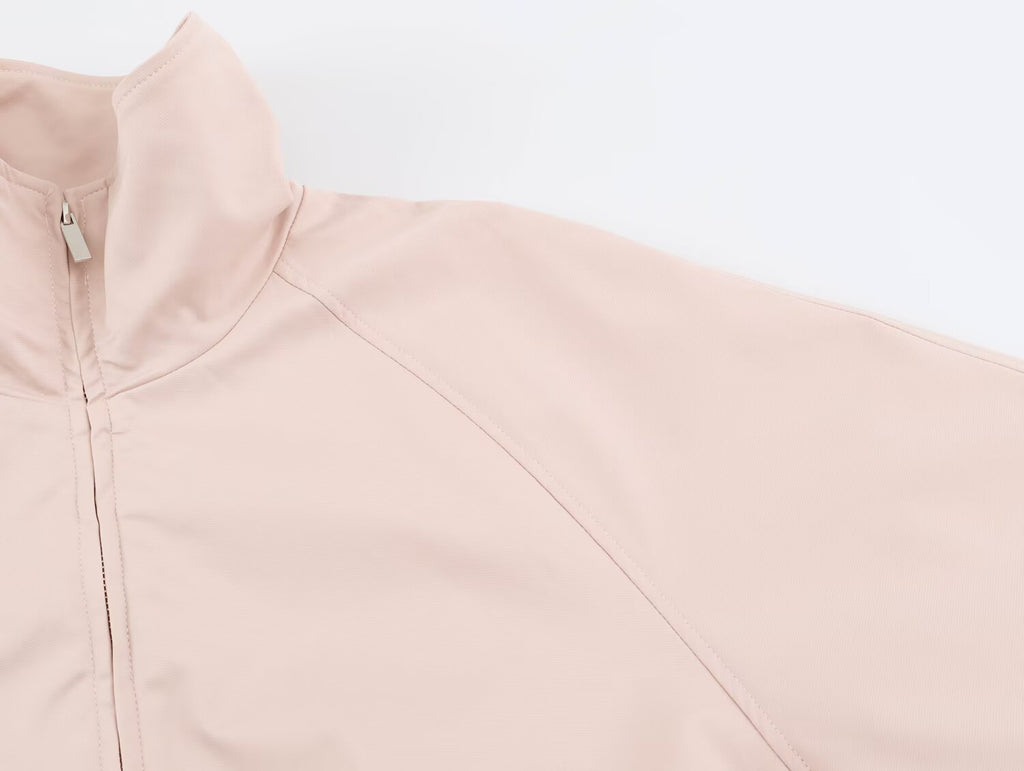 Casual Simple Zipper Stand Collar Bomber Jacket Coat Women SenDa