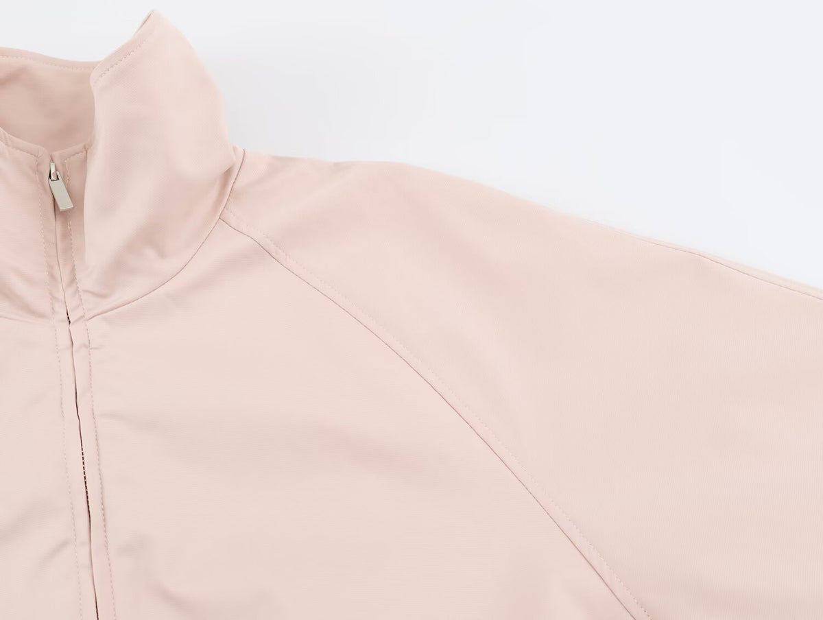 Casual Simple Zipper Stand Collar Bomber Jacket Coat Women SenDa