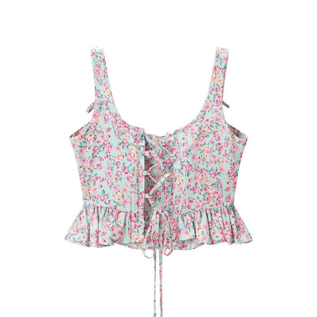 Women Clothing Street Sexy Lace up Tube Top JiaJia