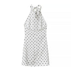 Women Retro Wild Slim Fit Backless Polka Dot Halter Dress JiaJia