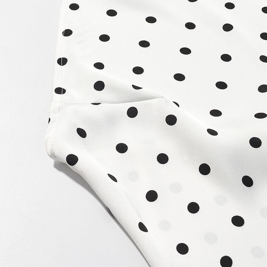 Women Retro Wild Slim Fit Backless Polka Dot Halter Dress JiaJia